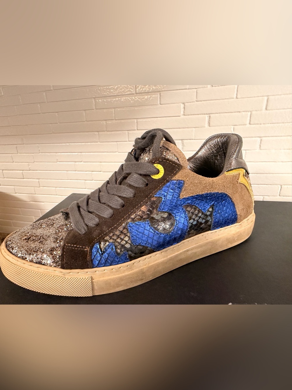 Zadig & Voltaire Casual Suede & Leather Reptile Sneaker